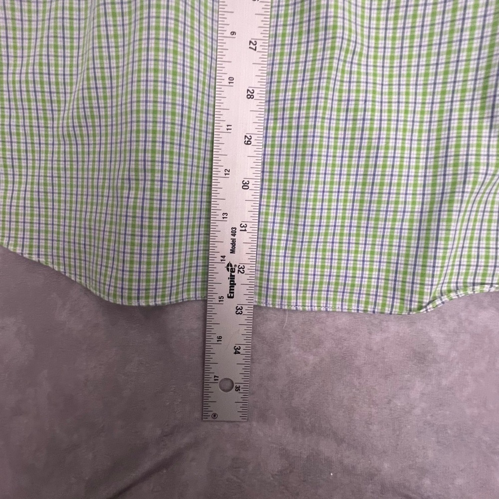 Brooks Brothers Button Down Mens L Green Blue Check Traditional Fit Short Sleeve - Picture 9 of 10